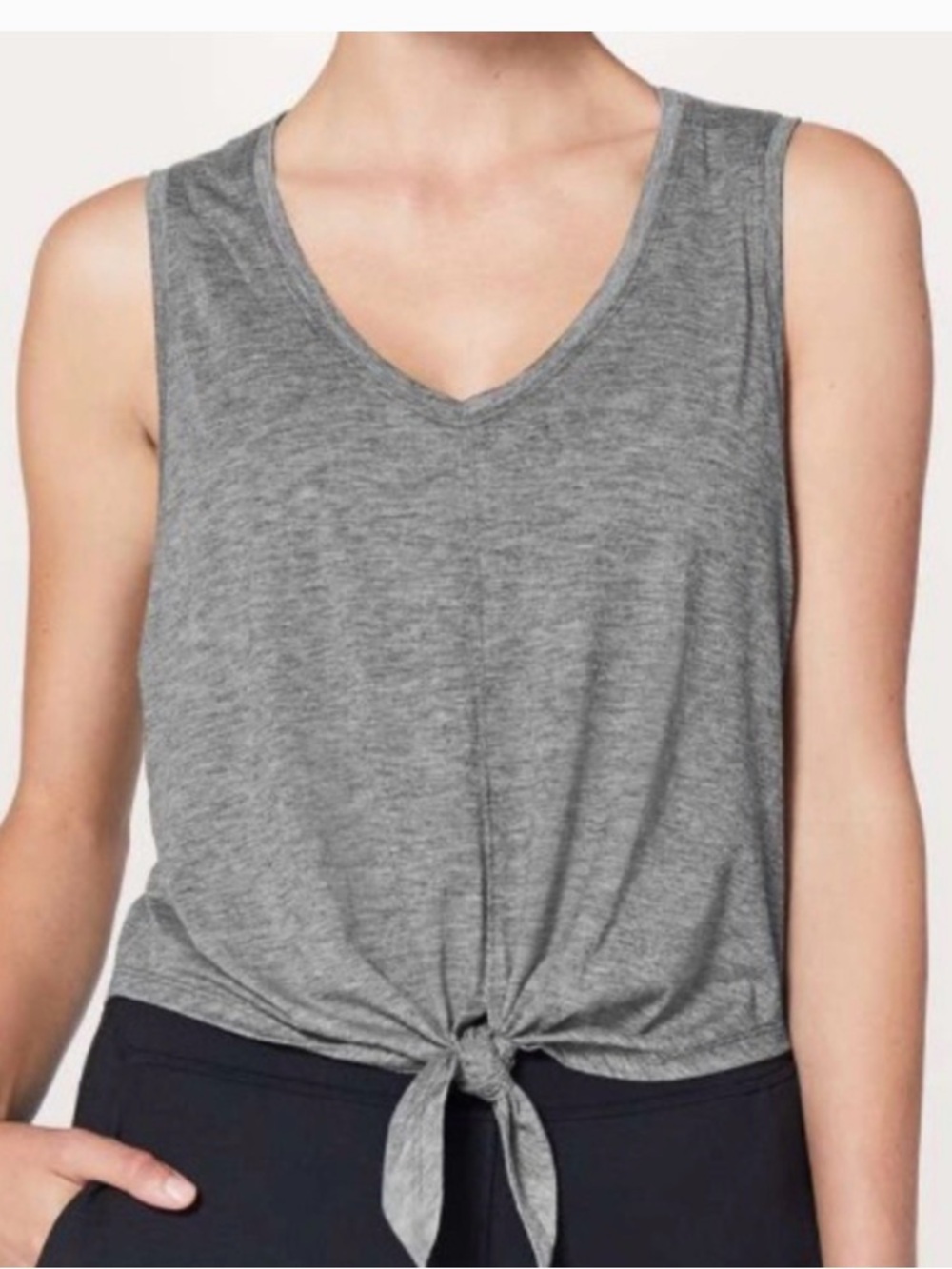 lululemon athletica Gray V-Neck Tie-Front Tank